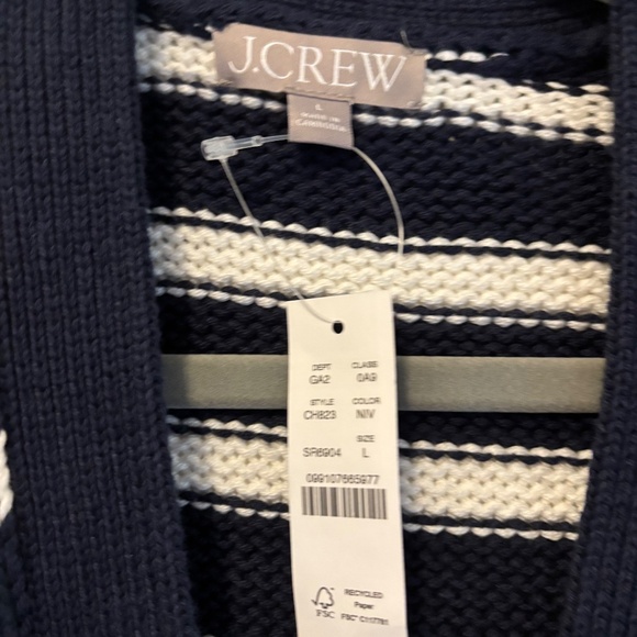 J.Crew Large Heritage Cotton Relaxed Cardigan in Navy Stripe - Picture 4 of 6